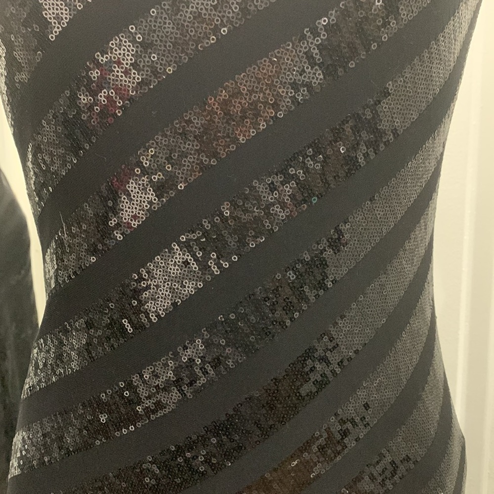 DAVID MEISTER One Shoulder Black Sequin Gown - Picture 9 of 10